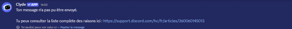 Erreur message privé Discord